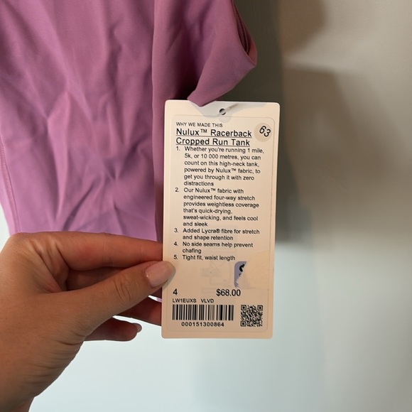 NWT lululemon velvet dust nulux racerback cropped run tank Size 4 - Picture 2 of 8